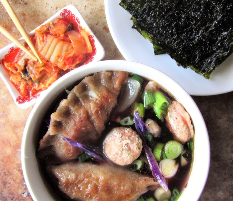 Korean mandooguk dumpling soup (mandu, Paleo, AIP) from Flash Fiction Kitchen