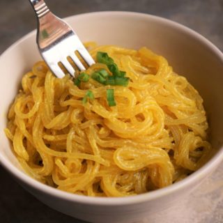 Cheesy noodles (paleo, AIP, vegan) from Flash Fiction Kitchen