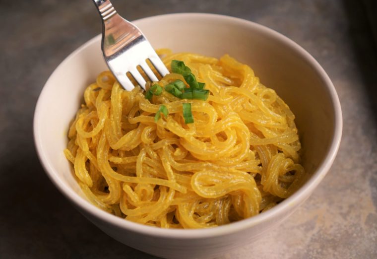 Cheesy noodles (paleo, AIP, vegan) from Flash Fiction Kitchen