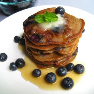 Blueberry Pancakes (paleo, AIP, vegan) from Flash Fiction Kitchen