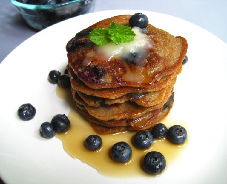 Blueberry Pancakes (paleo, AIP, vegan) from Flash Fiction Kitchen