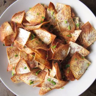 Duck Fat Taro Chips from Flash Fiction Kitchen (paleo, AIP)