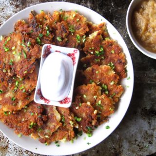 Cassava Latkes with Applesauce and Coconut Sour Cream (paleo, AIP, vegan)