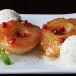 Caramelized pears (paleo, AIP, vegan) from Flash Fiction Kitchen w/ pomegranate& mint