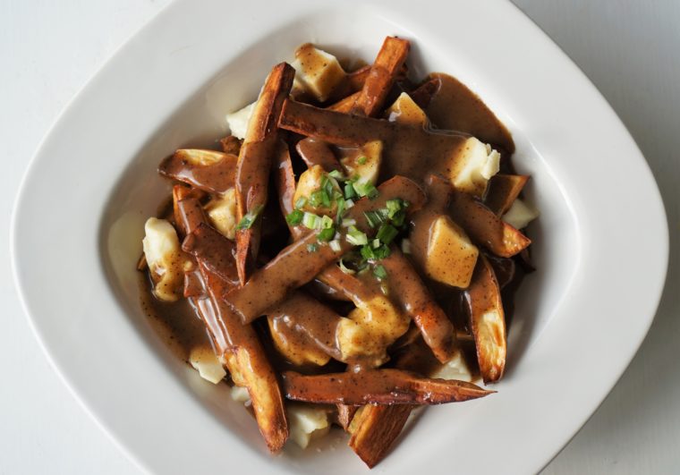 Poutine w/ alt cheese & GF gravy (paleo, AIP, DF) from Flash Fiction Kitchen