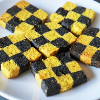 Bumblebee Turmeric-Cacao/Charcoal Checkerboard Cookies (paleo, AIP, vegan)